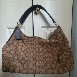 Coach Tan and Dark Brown Signature Shoulder Bag